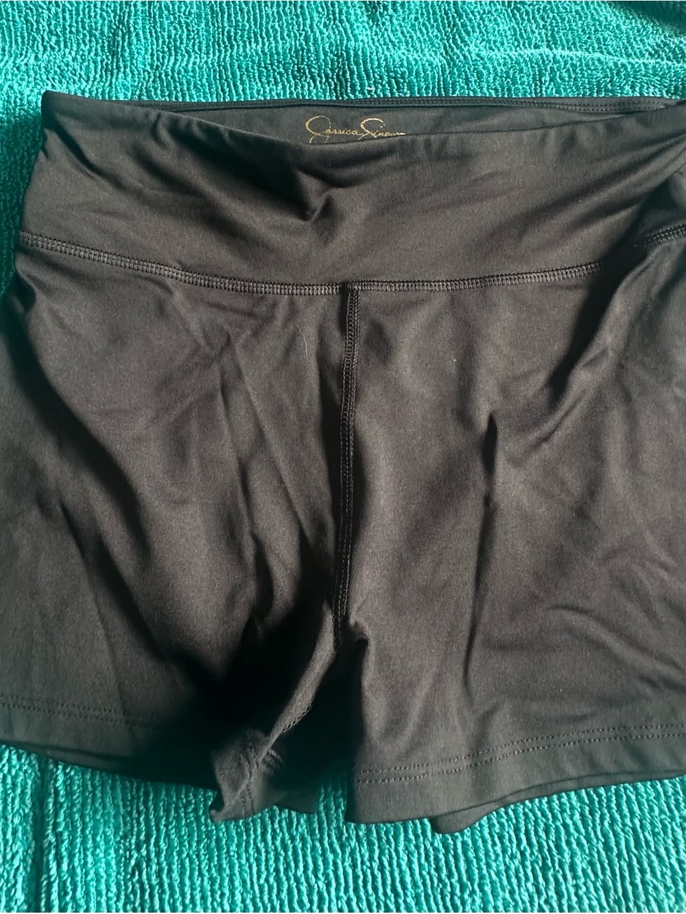 Jessica Simpson Black Athletic Shorts with Gold Logo